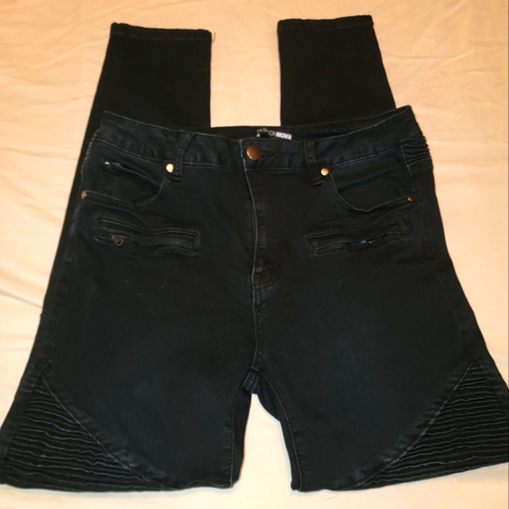 Fashion Nova Fast Engines Moto Zipper Jeans sz 11 NEW
